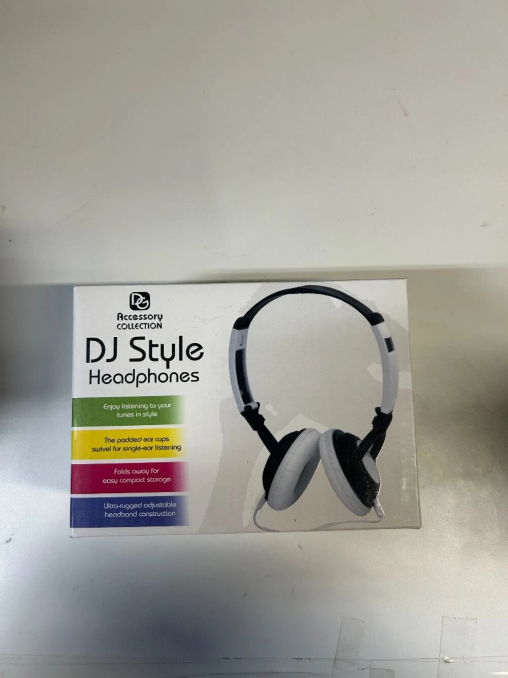 Digital Gadgets DJ Style Headphones Black White Foldable On-Ear New